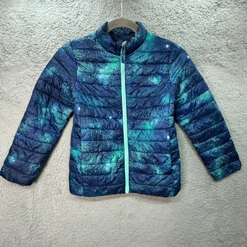 Land's‎ End Youth Size Small (6-7) Blue Puffer Jacket Polyester Filled Full Zip